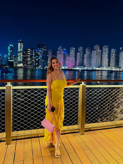 Asmi Spaghetti Strap Ruched Ruffle Dress