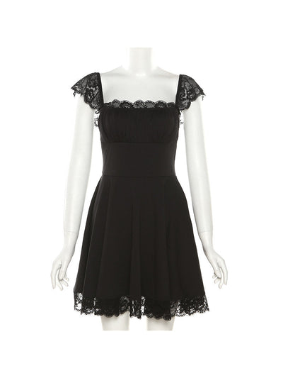 Lace Splicing Sling off Neck Slim Fit Evening Dress Dress