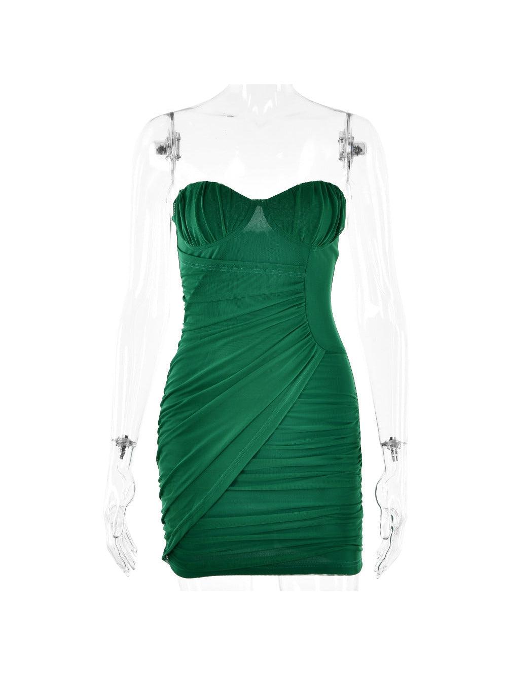 Ruched Tube Top Backless Sheath Dress