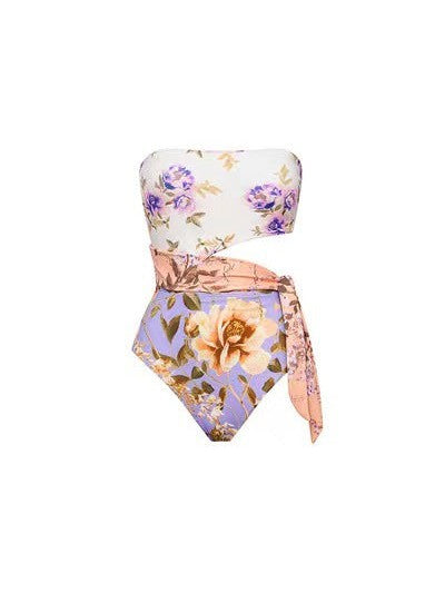 Spring Floral Printed Swimsuit & Skirt Coord Set