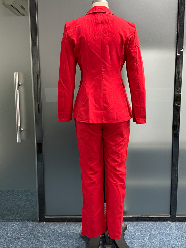 Red Blazer & Pants Coord Two Piece Set