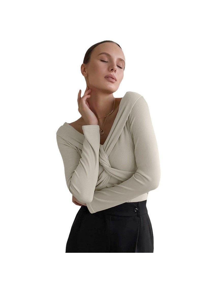 Twisted V Neck Warm T shirt