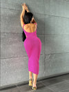 V Neck Knitted Cutout Backless Maxi Dress