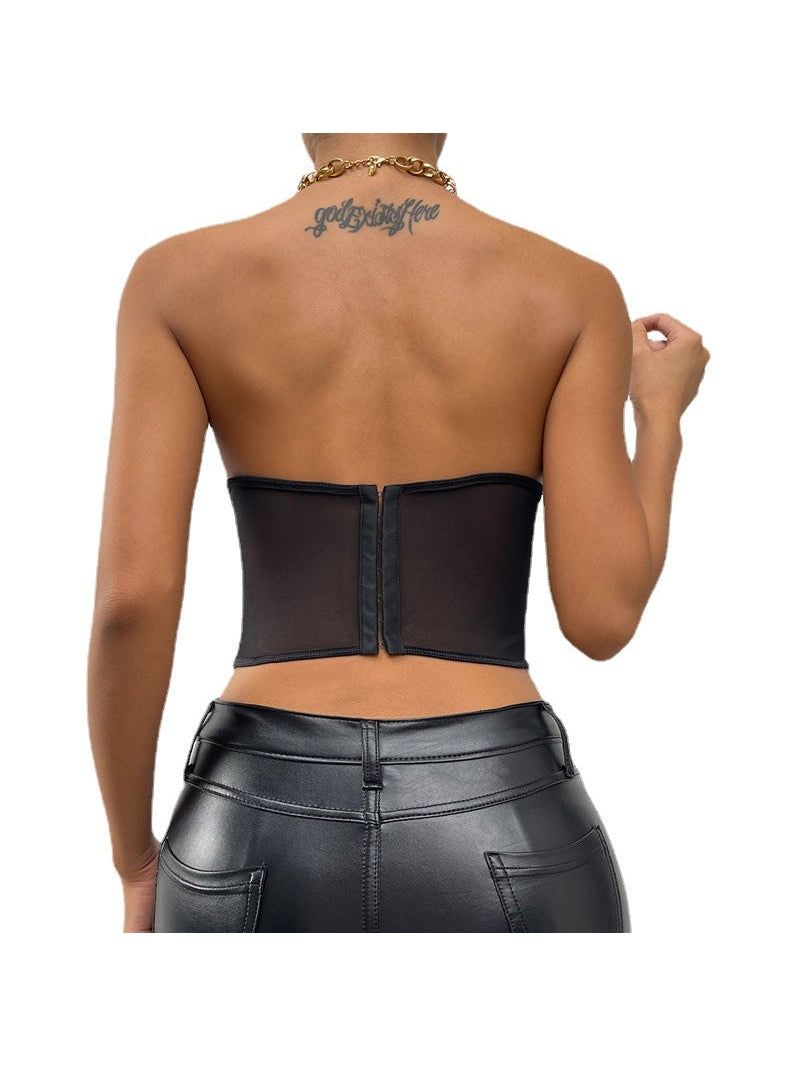 Rose Lace Corset Tube Top