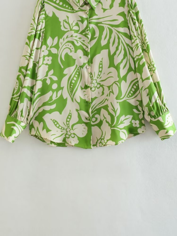 Retro Loose Top Printed Drape Shirt