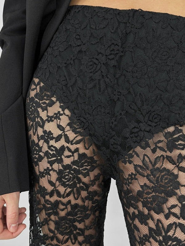 Lace See through High Waist Pants