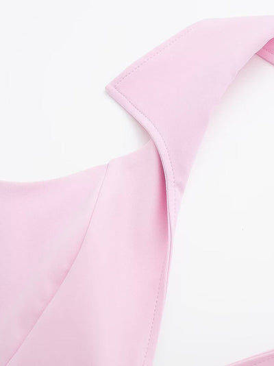 Pink Halterneck Waist Coat & Skort Skirt Coord Set