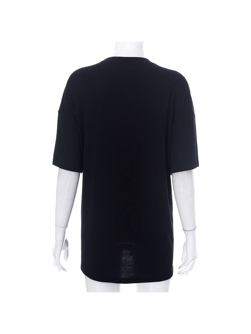 Short Sleeve Printing Long Loose T Shirt