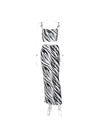 Zebra Print Bandeau Sling Top Slim & Skirt Coord Set