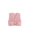 Knitted Button-up Vest Sweater Waist Coat