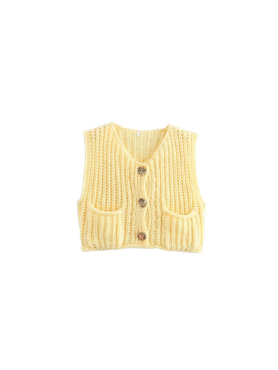 Knitted Button-up Vest Sweater Waist Coat