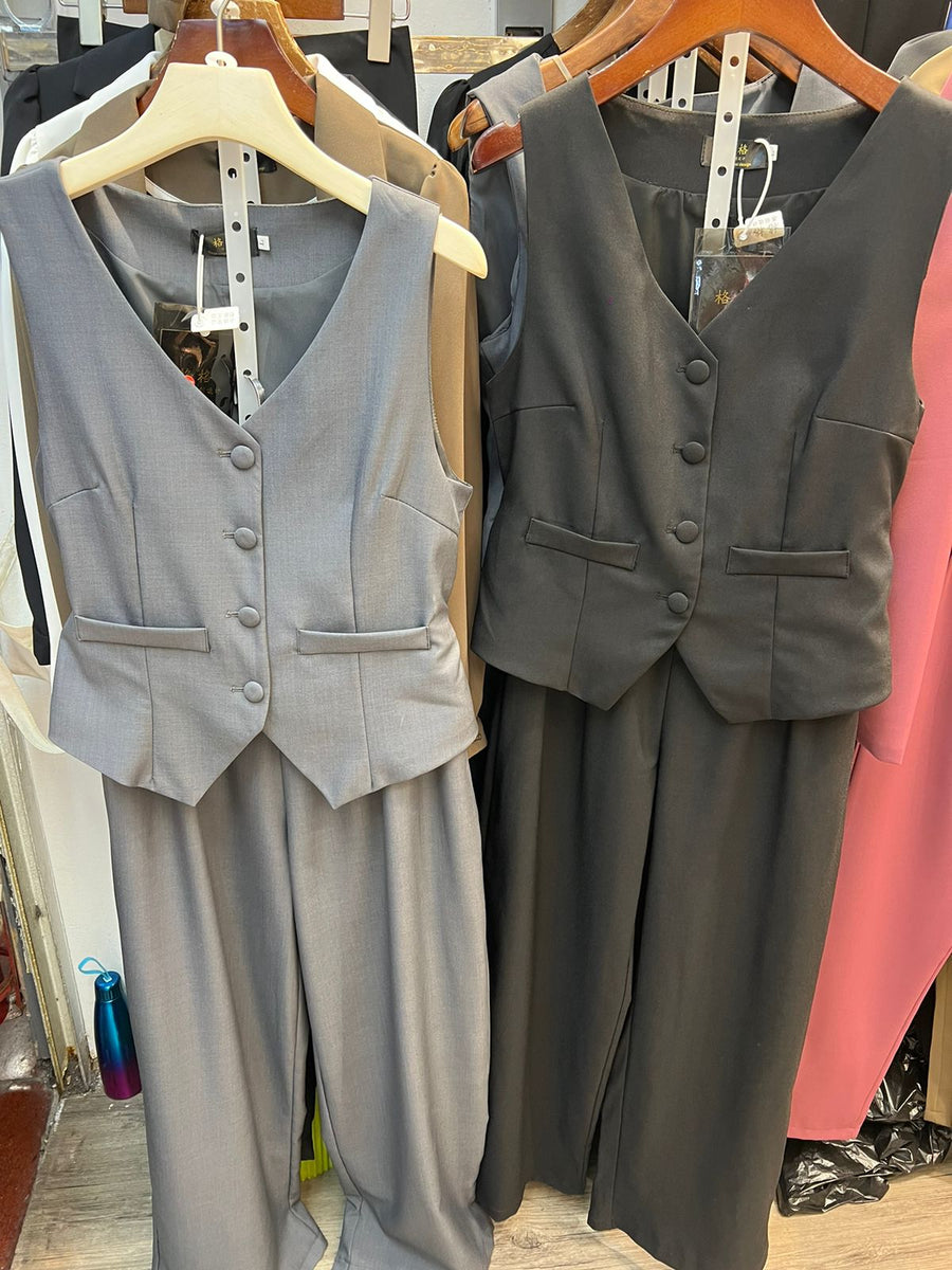 Sleeveless Waist Coat & Pants Coord Set