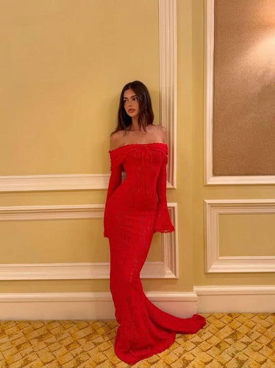 Off-shoulder mermaid silhouette Maxi Dress