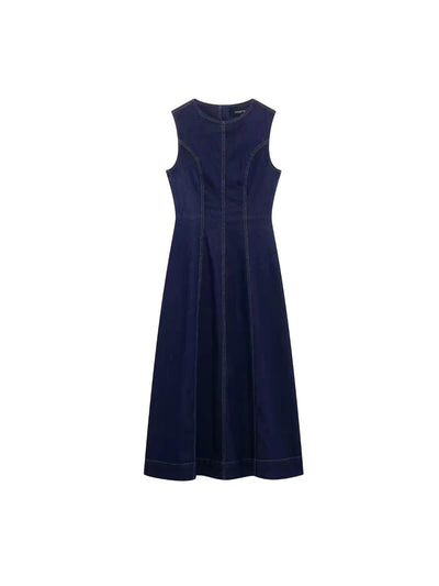 Indigo Sculpt sleeveless denim maxi dress by Exclusives, on sale.