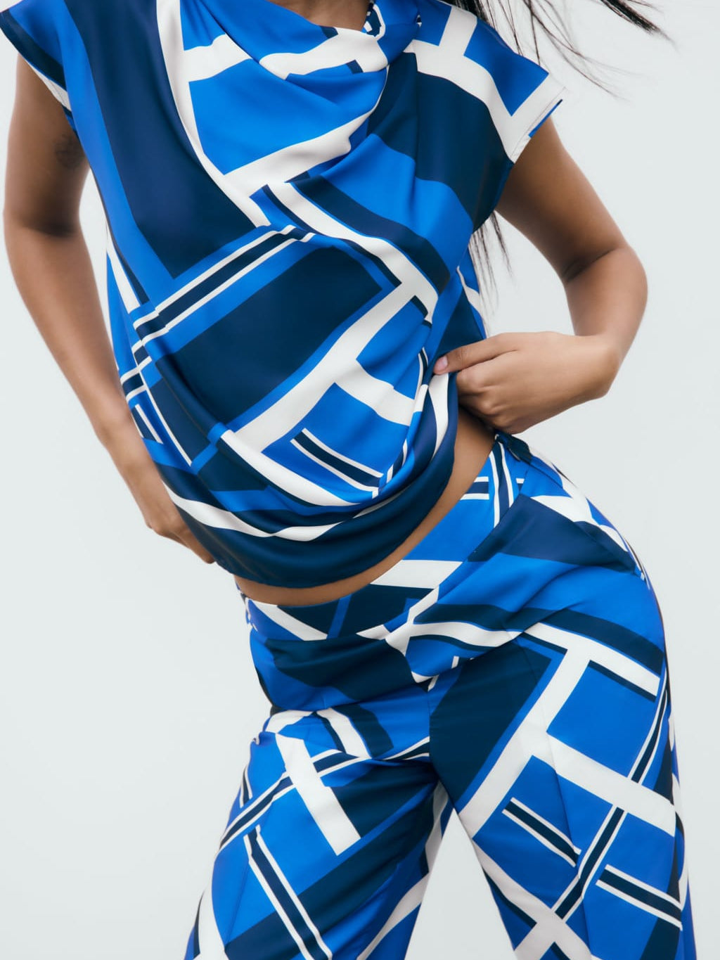 Sleeveless Print Top & Wide Leg Pants Coord Set