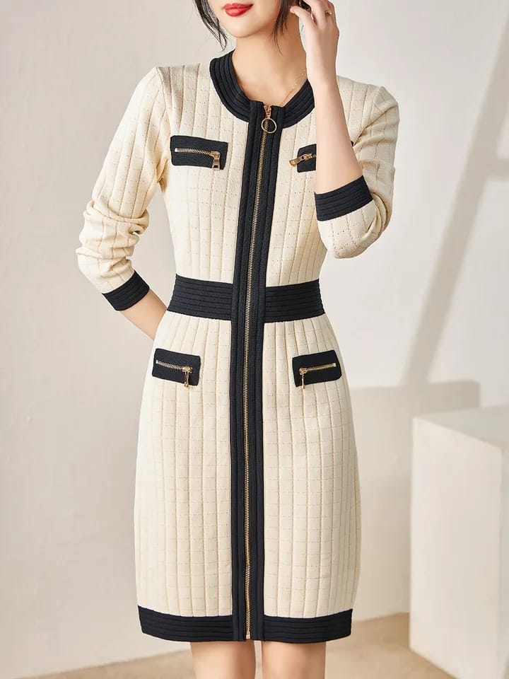 Print Dress with Chain