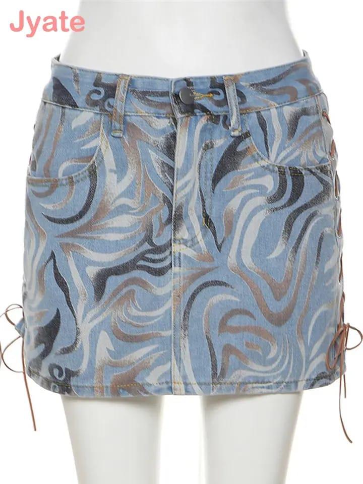 Jyate Denim Corset Top & Skorts Set