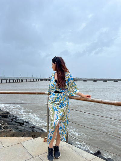 Floral Print Twisted Crop Top & Skirt Coord Set