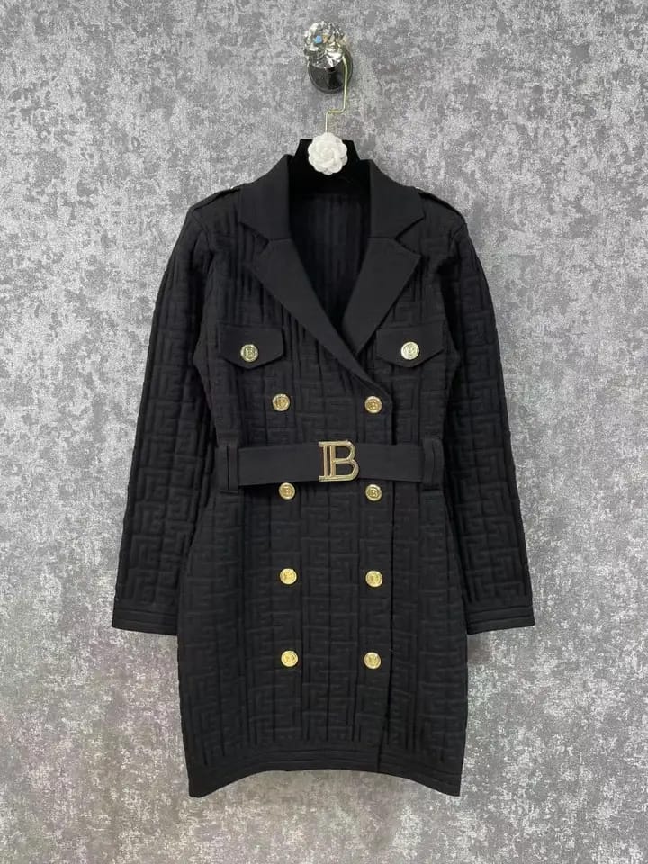 Print Blazer Dress With Belt