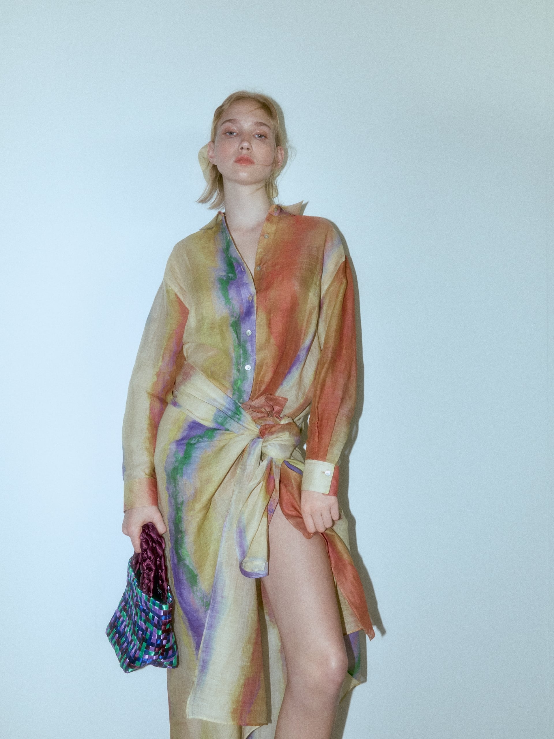 Tie & Dye Cotton Shirt & Skirts Coord Set