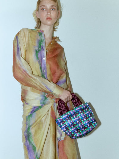 Tie & Dye Cotton Shirt & Skirts Coord Set