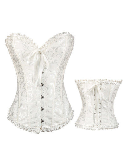 Jacquard Print Lace-up Corset Tube Top