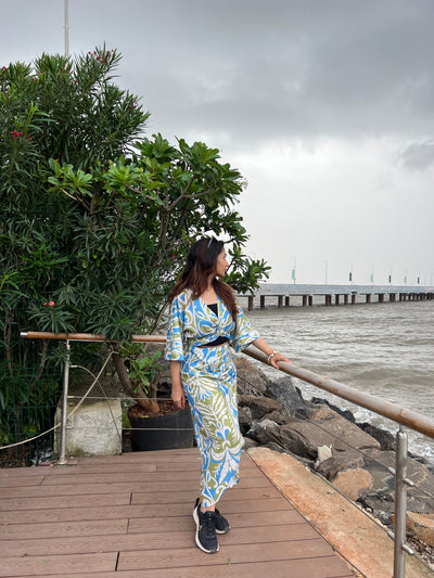 Floral Print Twisted Crop Top & Skirt Coord Set