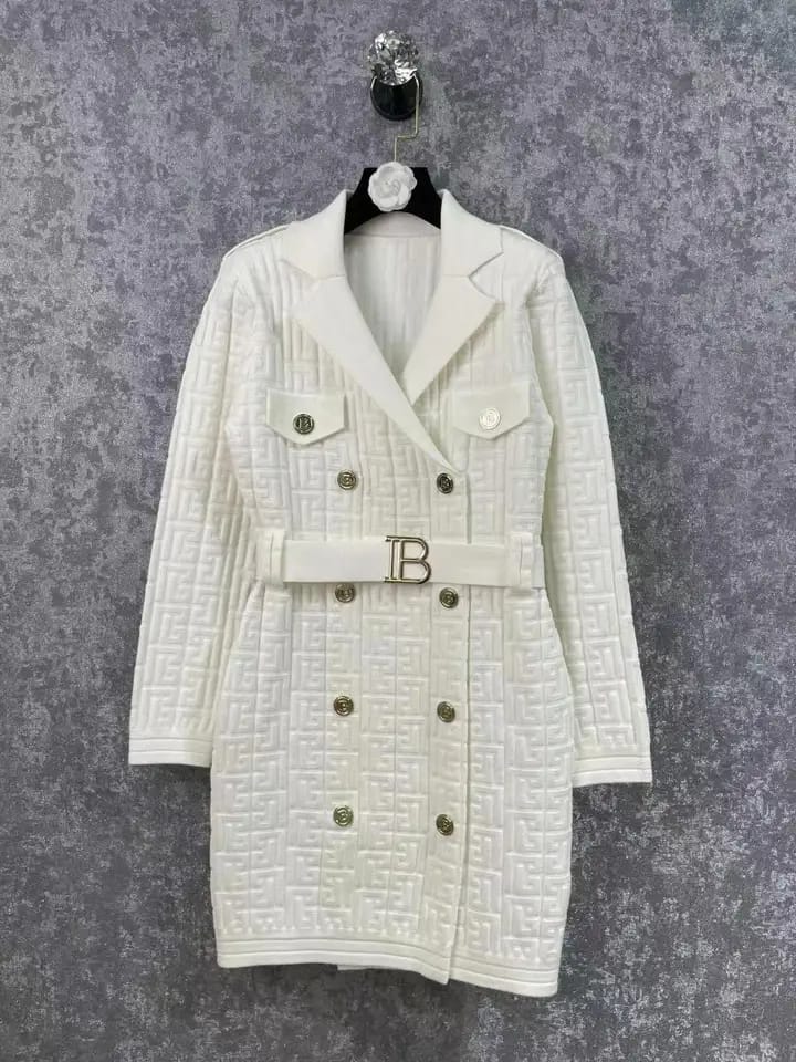 Print Blazer Dress With Belt