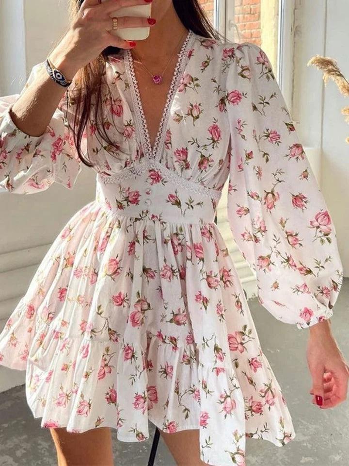 Floral Print Short A Line Dress