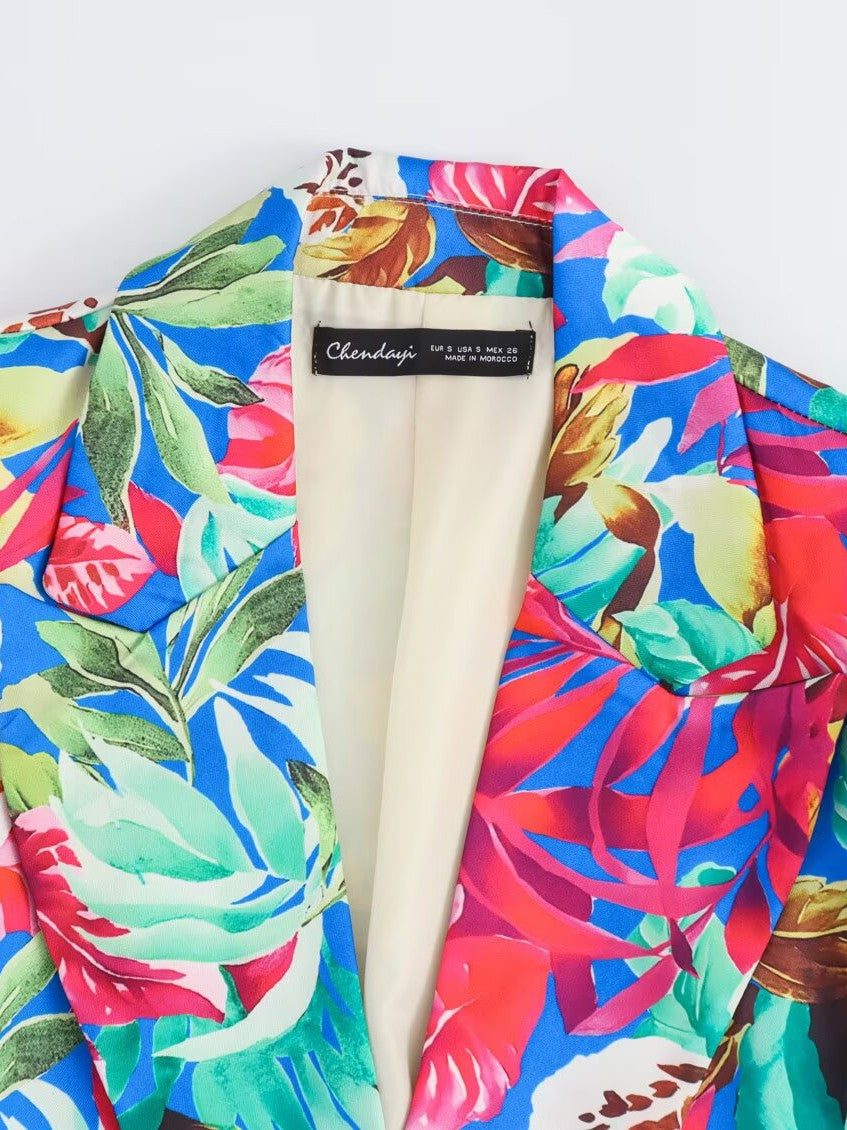 Floral Print Blazer & Wide Leg Pant Coord Set