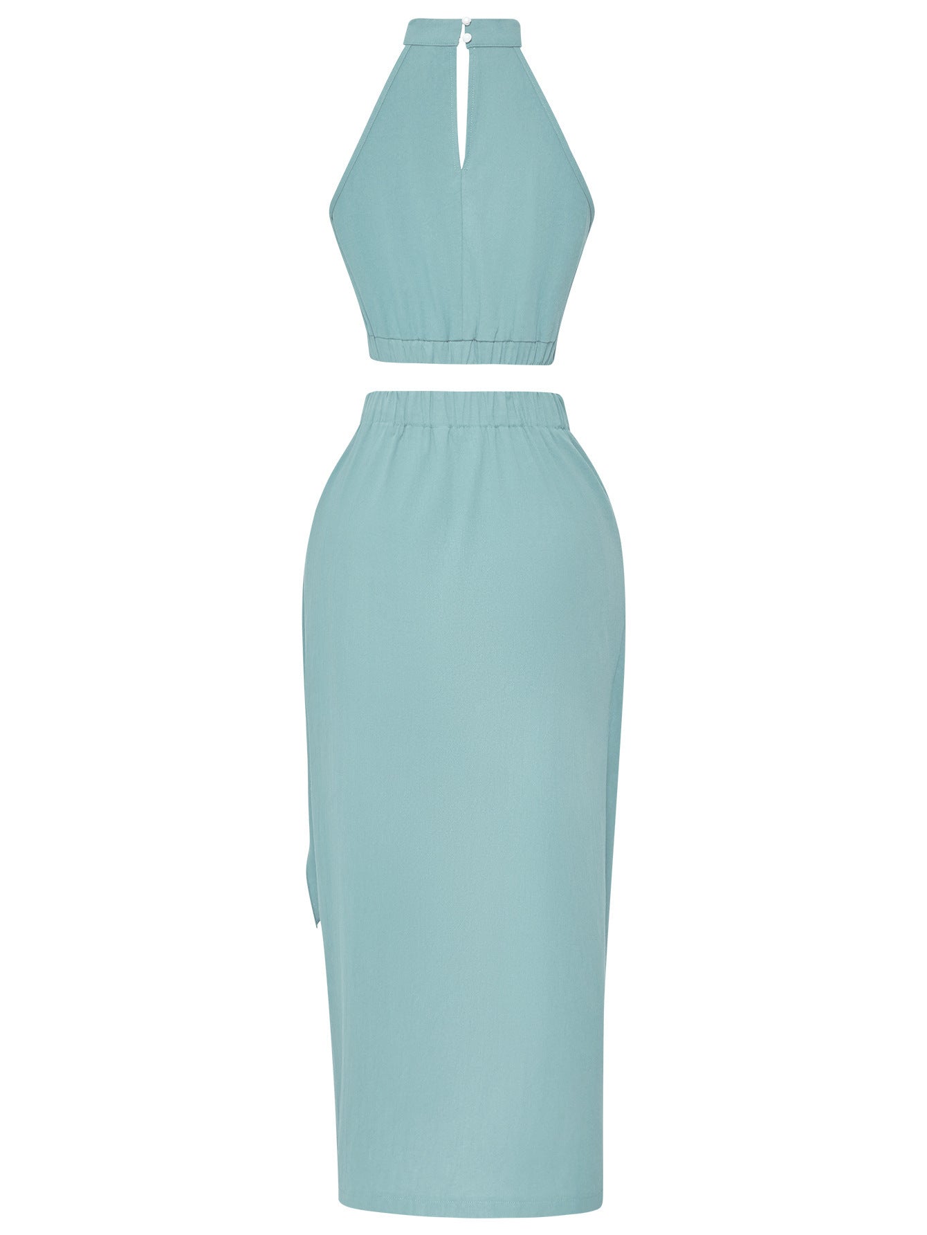 Halter Neck Sleeveless Crop Top & Skirt Coord Set