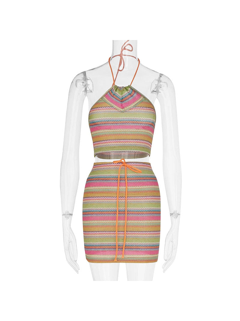 HalterNeck Vest & Sheath Skirt Set