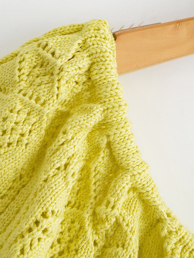 Jacquard Hollow Out off Shoulder Knitted Top