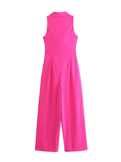 Pink Sleeveless Knotted Jumpsuit