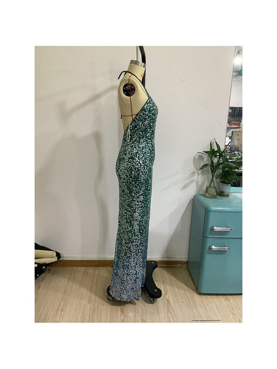 Sequins Halterneck Fishtail Maxi Dress