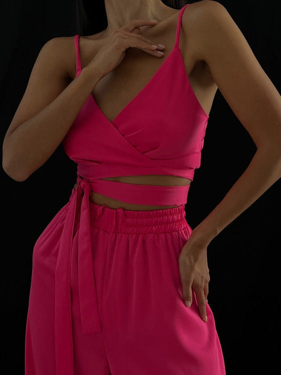 Pink Full Sleeve Shirt & Vest Top with Wide Leg Pants 3 Piece Coord Set