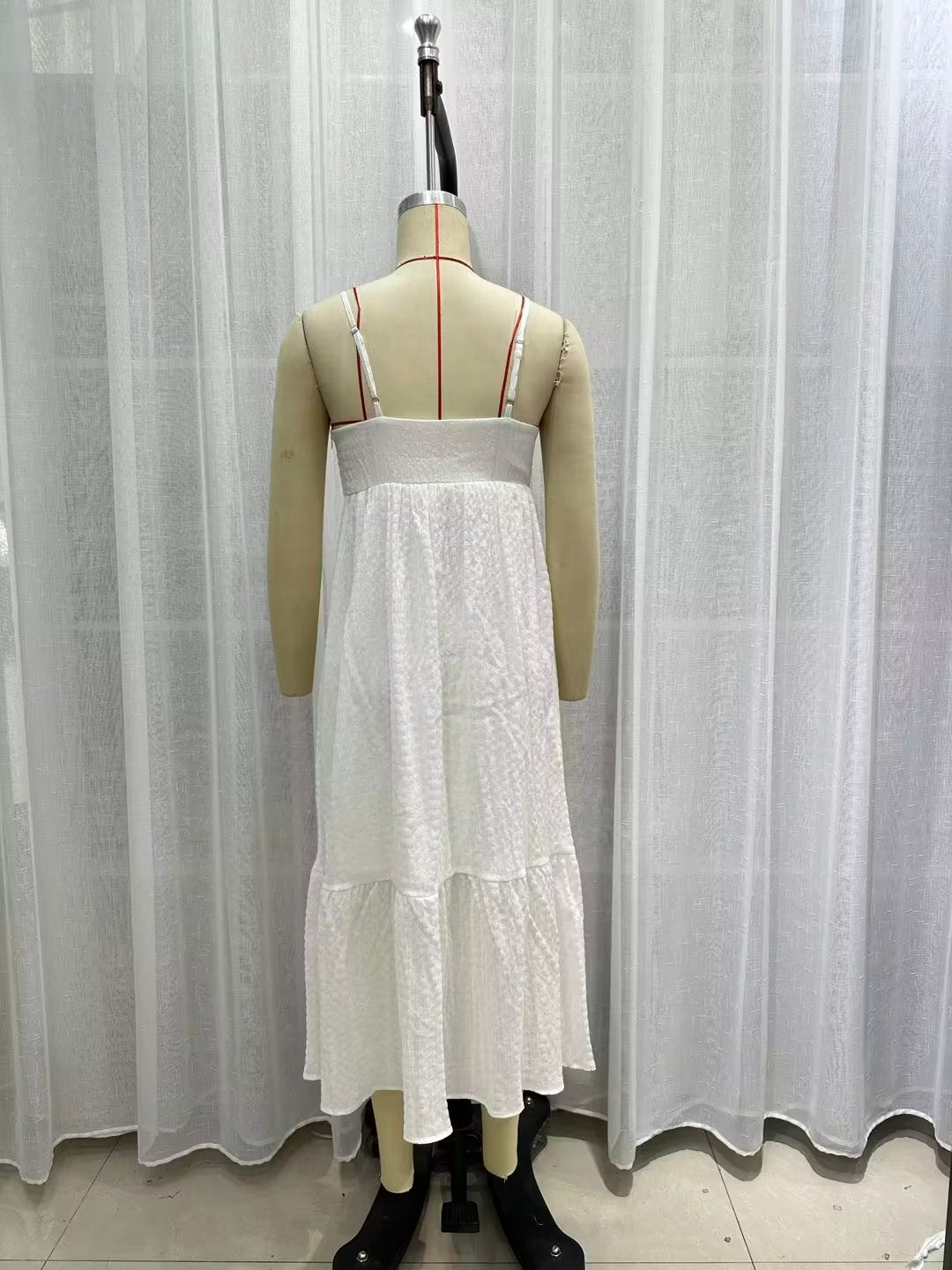 Jacquard Backless Tube Top Strap Dress