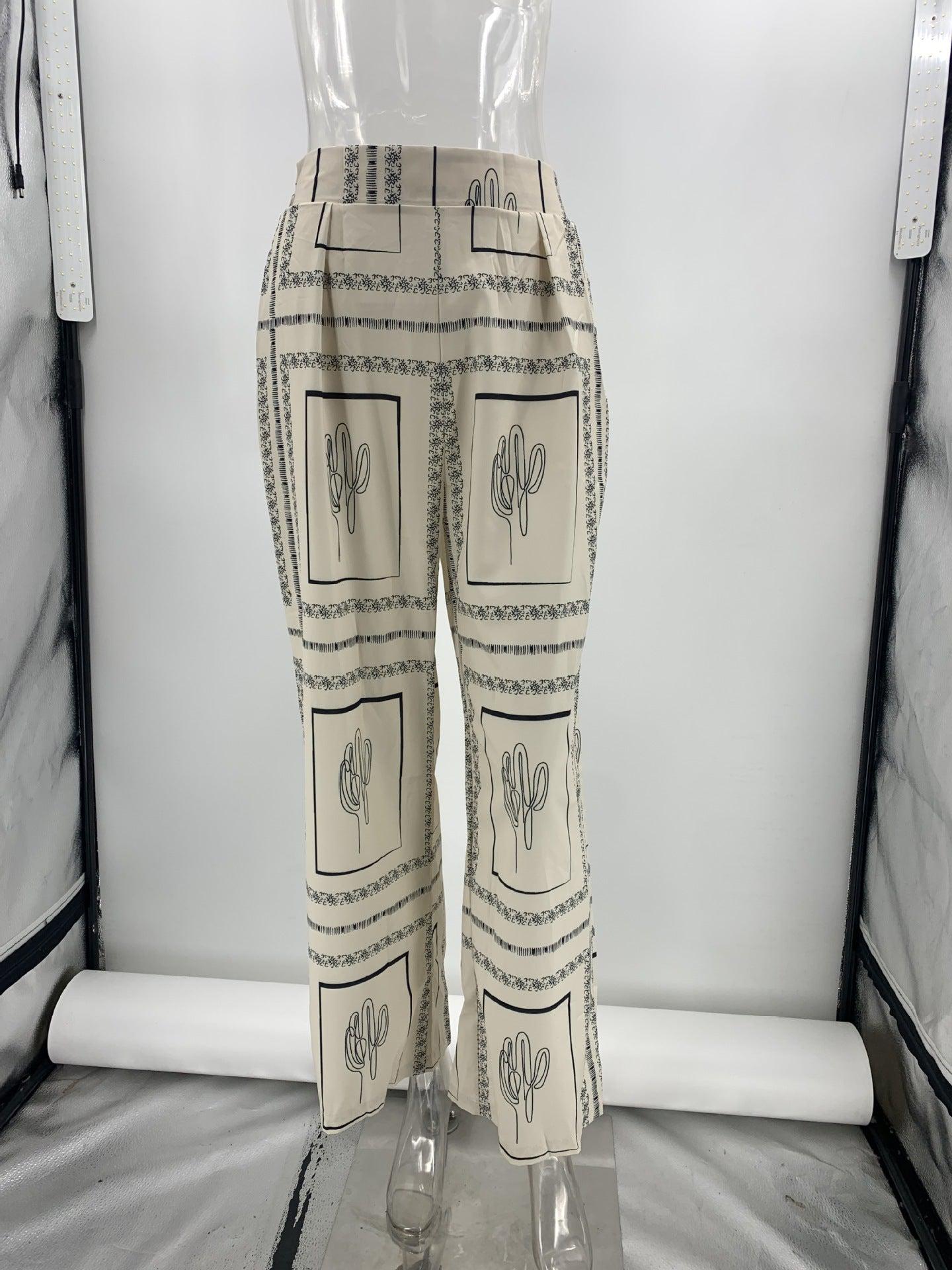 Linen Abstract Print Full Sleeves Shirt & Pants Coord Set