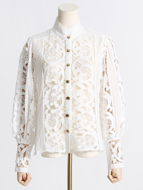 French Crochet Shirt Top & Shorts Coord Set