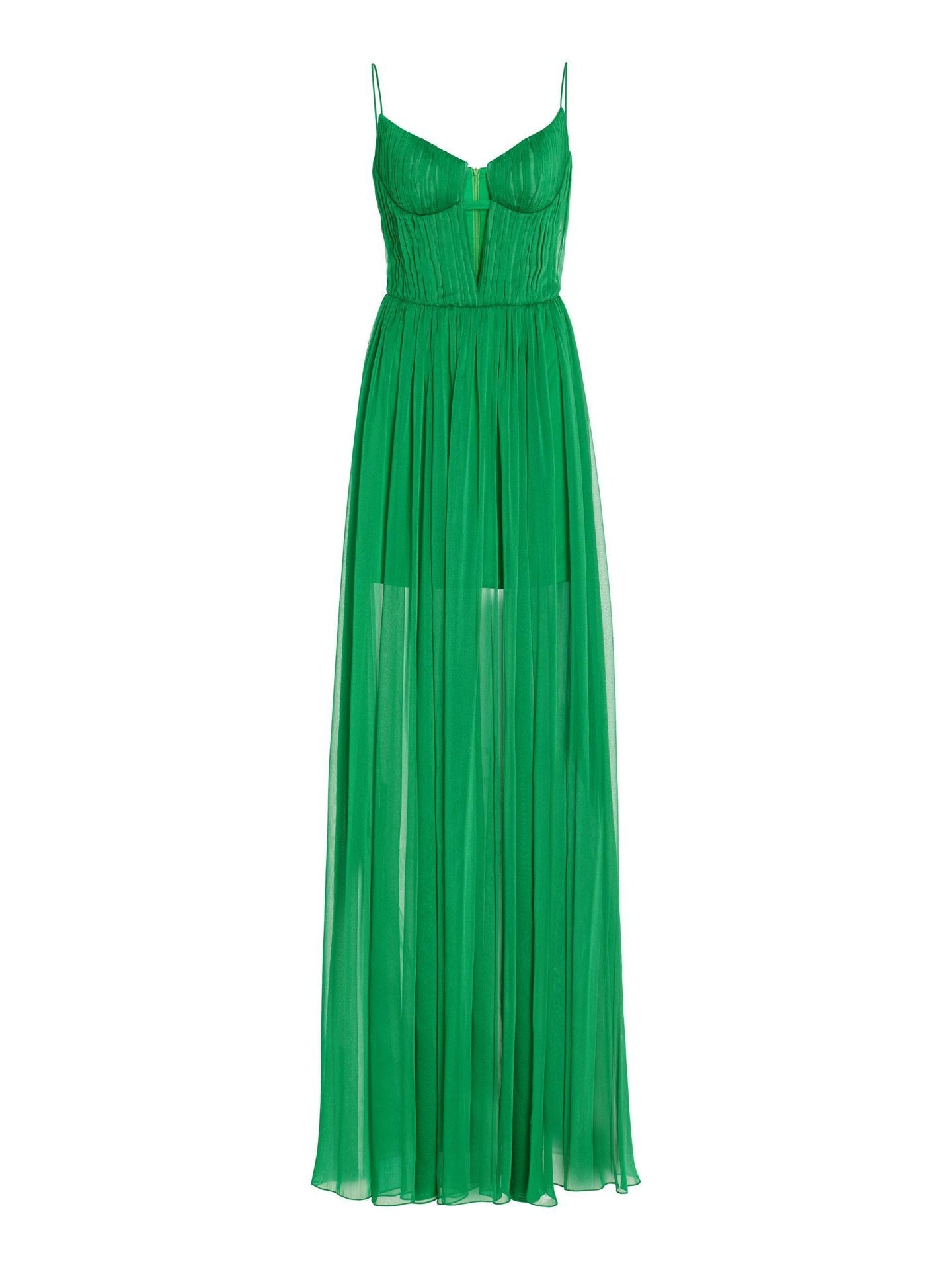 Rosalia Green Deep Neck Corset Maxi Dress