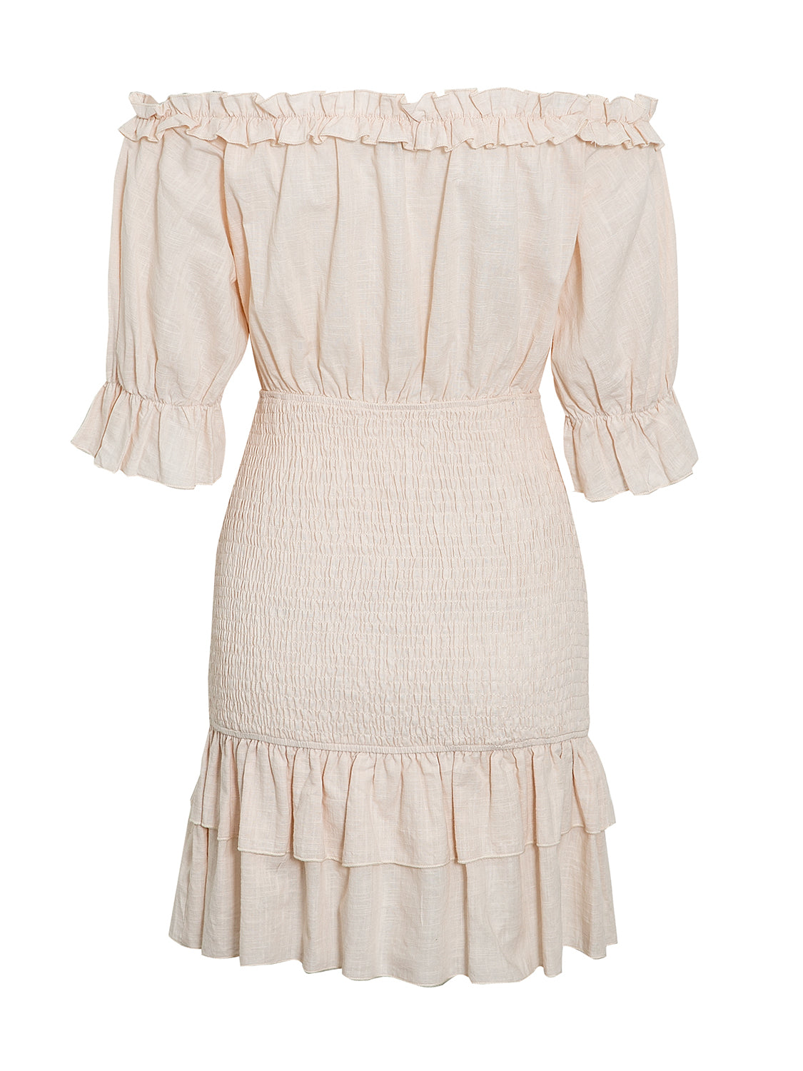Off Shoulder Smocked Cotton Dress