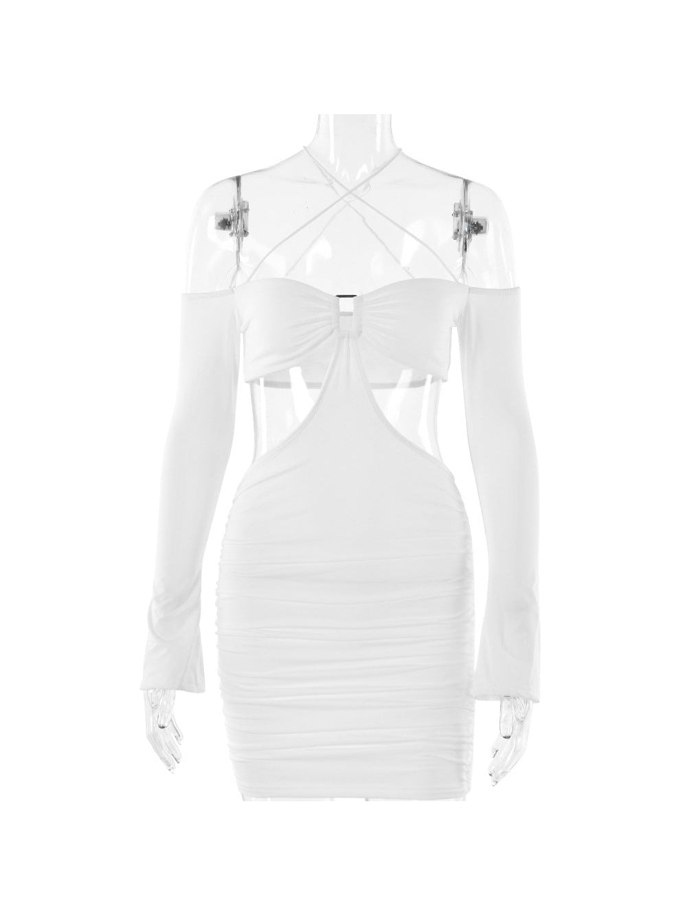 Lace Up Halter Neck Backless Sheath Dress