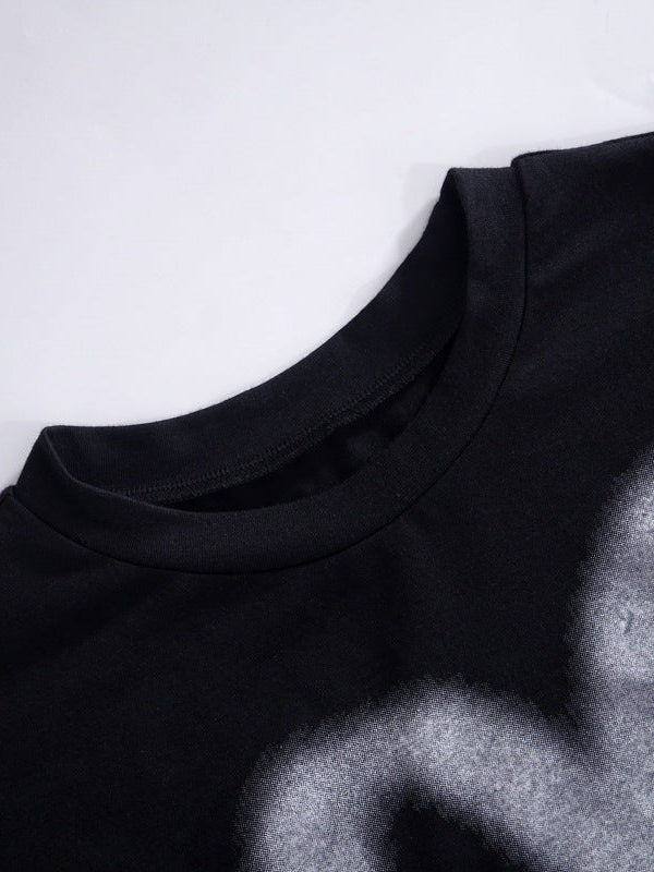 Short Sleeve Printing Long Loose T Shirt