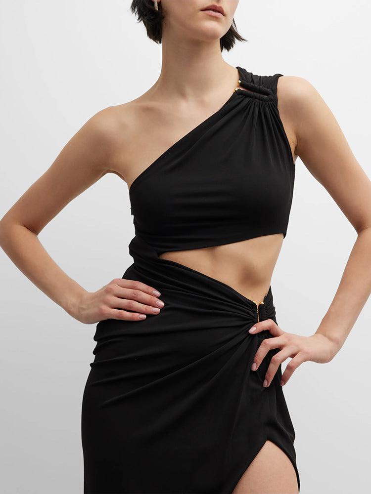 Kylie Asymmetric One Shoulder Slit Dress
