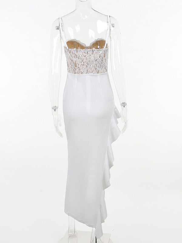 Asymmetric Corset Lace Ruffle Dress