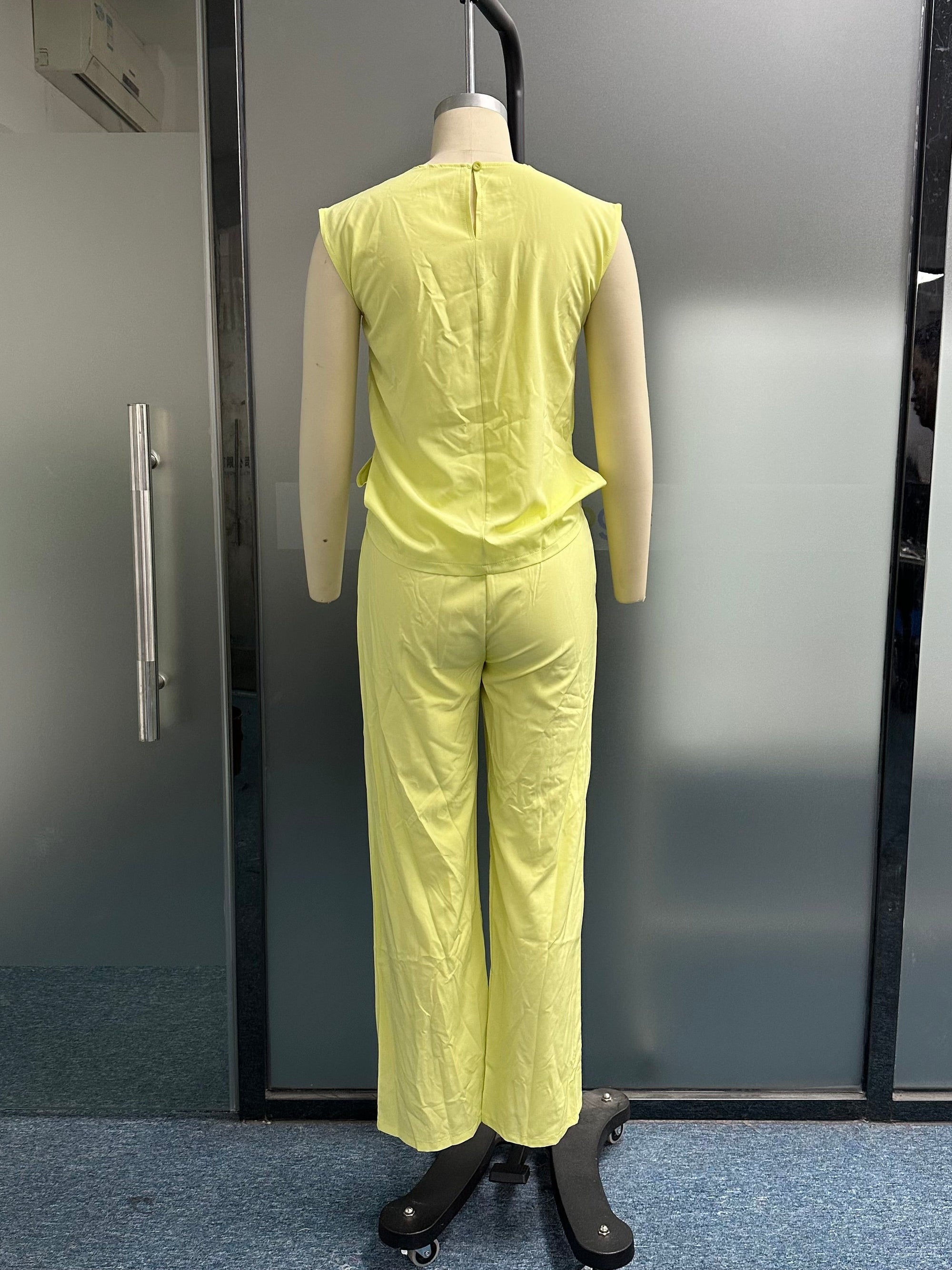 Sleeveless Top Hollow Out Cutout Pants Set