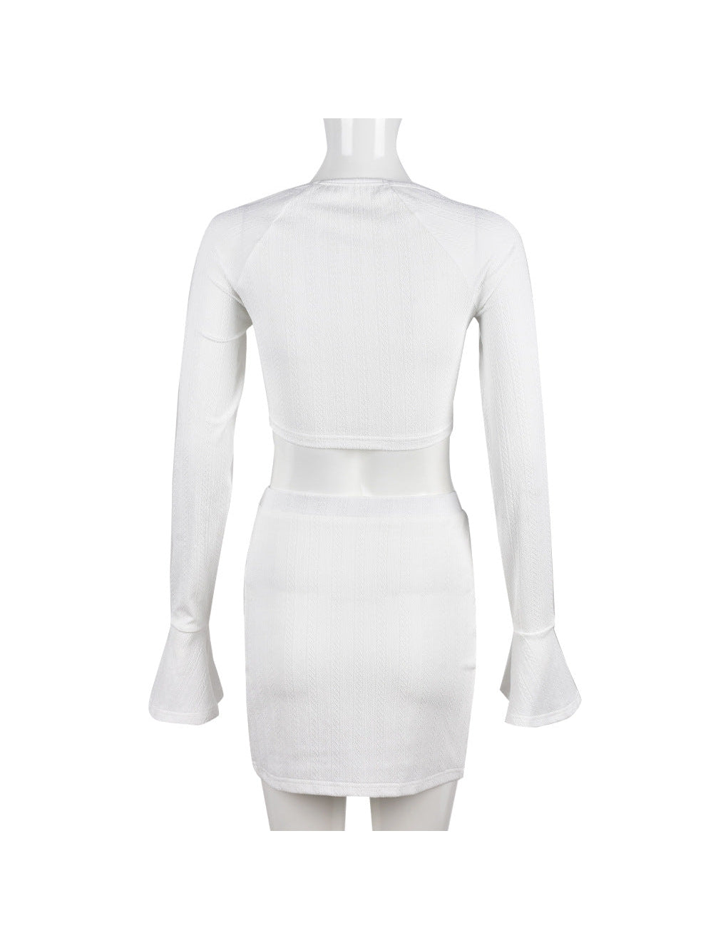 Knitted Bell Sleeve Bandeau Top & Hip Skirt Set