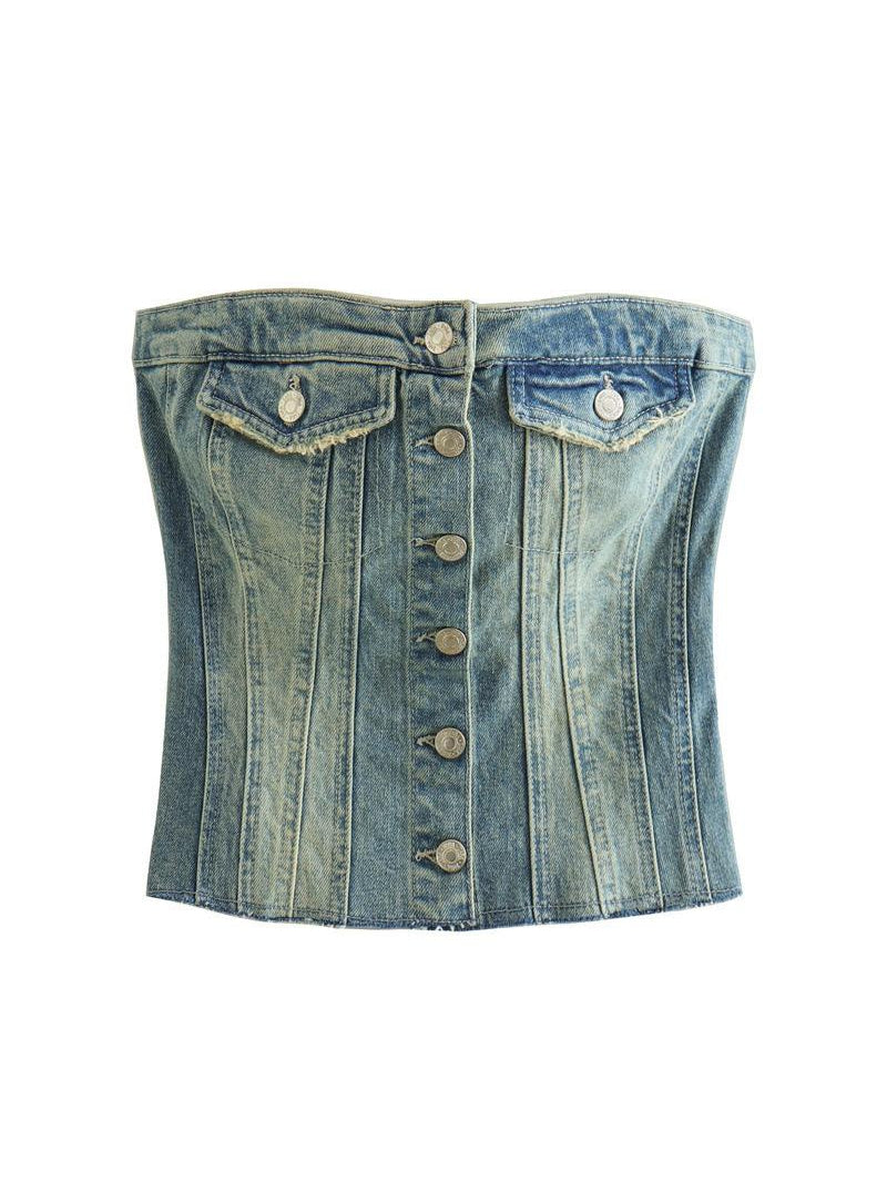 Denim Corset Tube Top