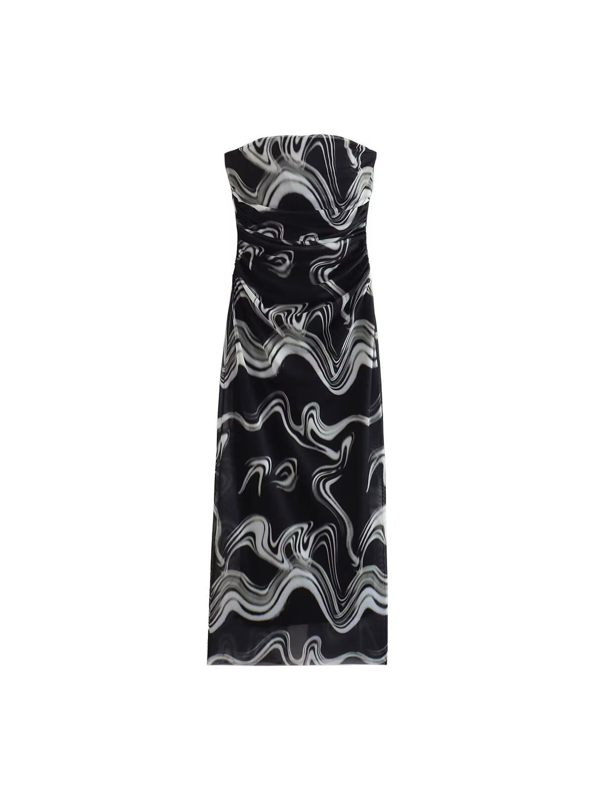 Strapless Tie Dye Tulle Tube Dress