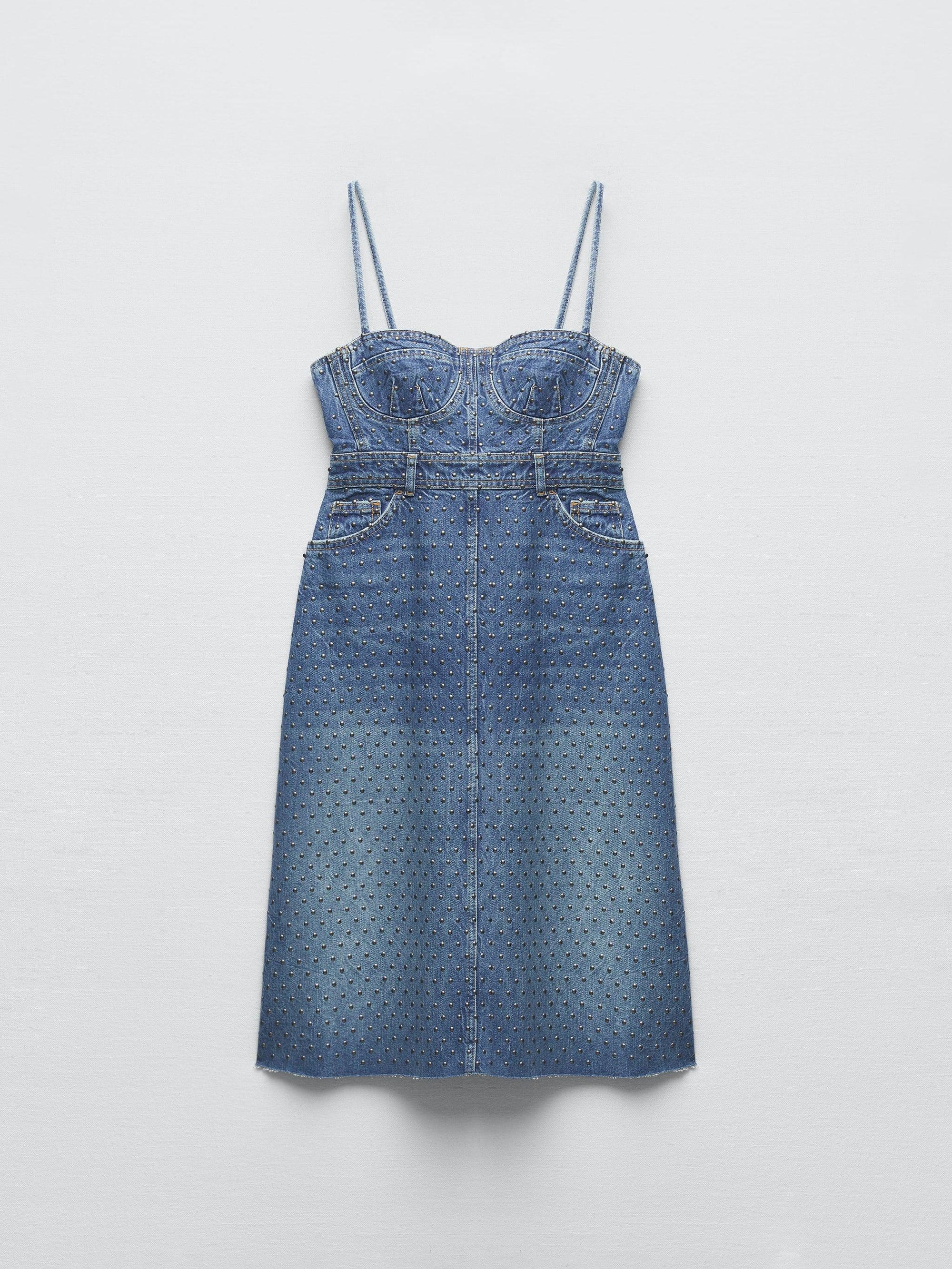 Rivets Studded Denim Corset Dress